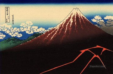  bajo Pintura - Tormenta debajo de la cumbre Katsushika Hokusai Ukiyoe
